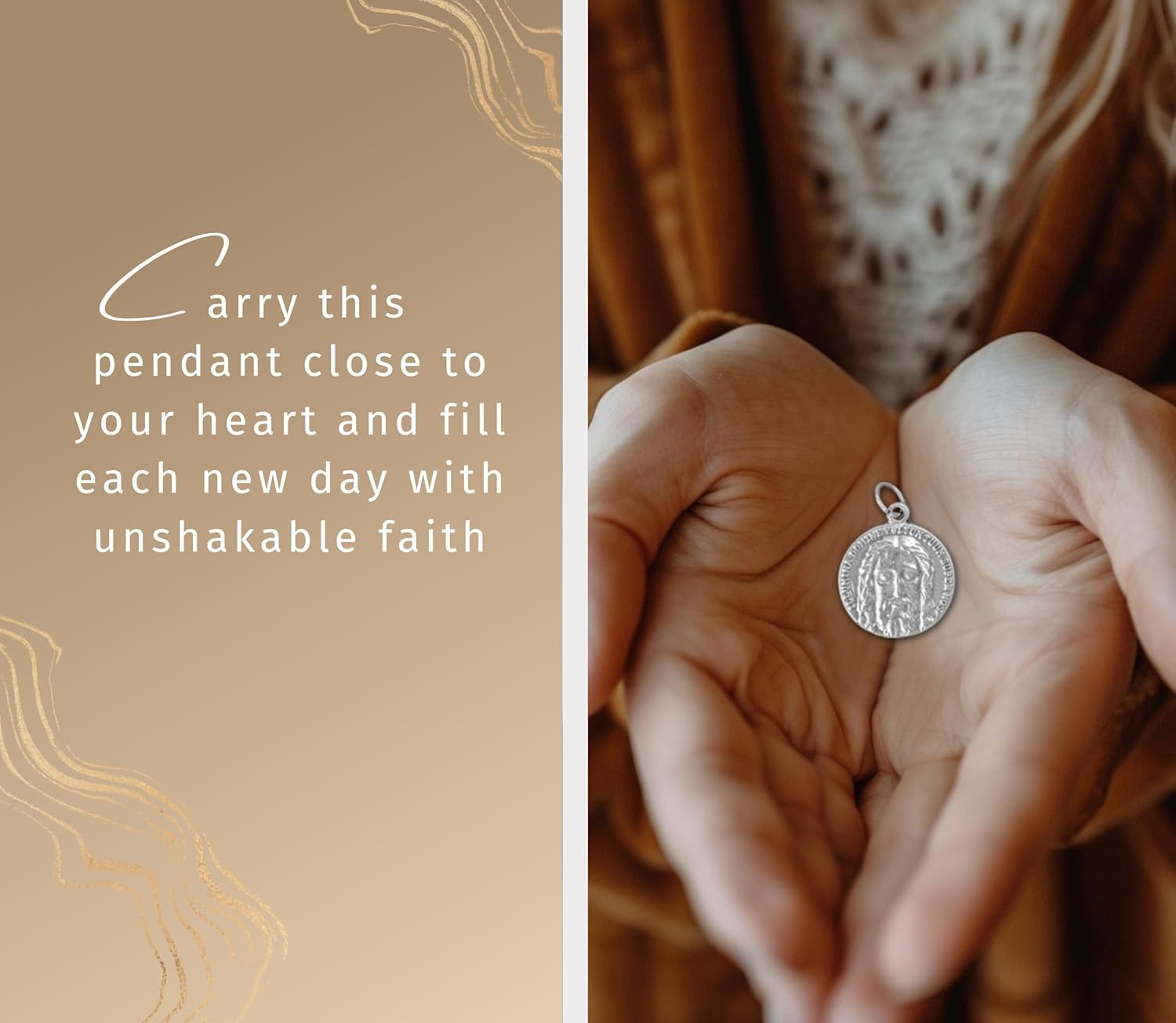 Trendzeen Holy Face of Jesus Medal - Laminated Holy Face Prayer Card, The Lord's Prayer Card - Made in Italy 1 inch Holy Face Medal, Catholic Cards Set - Medalla Del Rostro De Cristo - Total 3 Items - Image 3