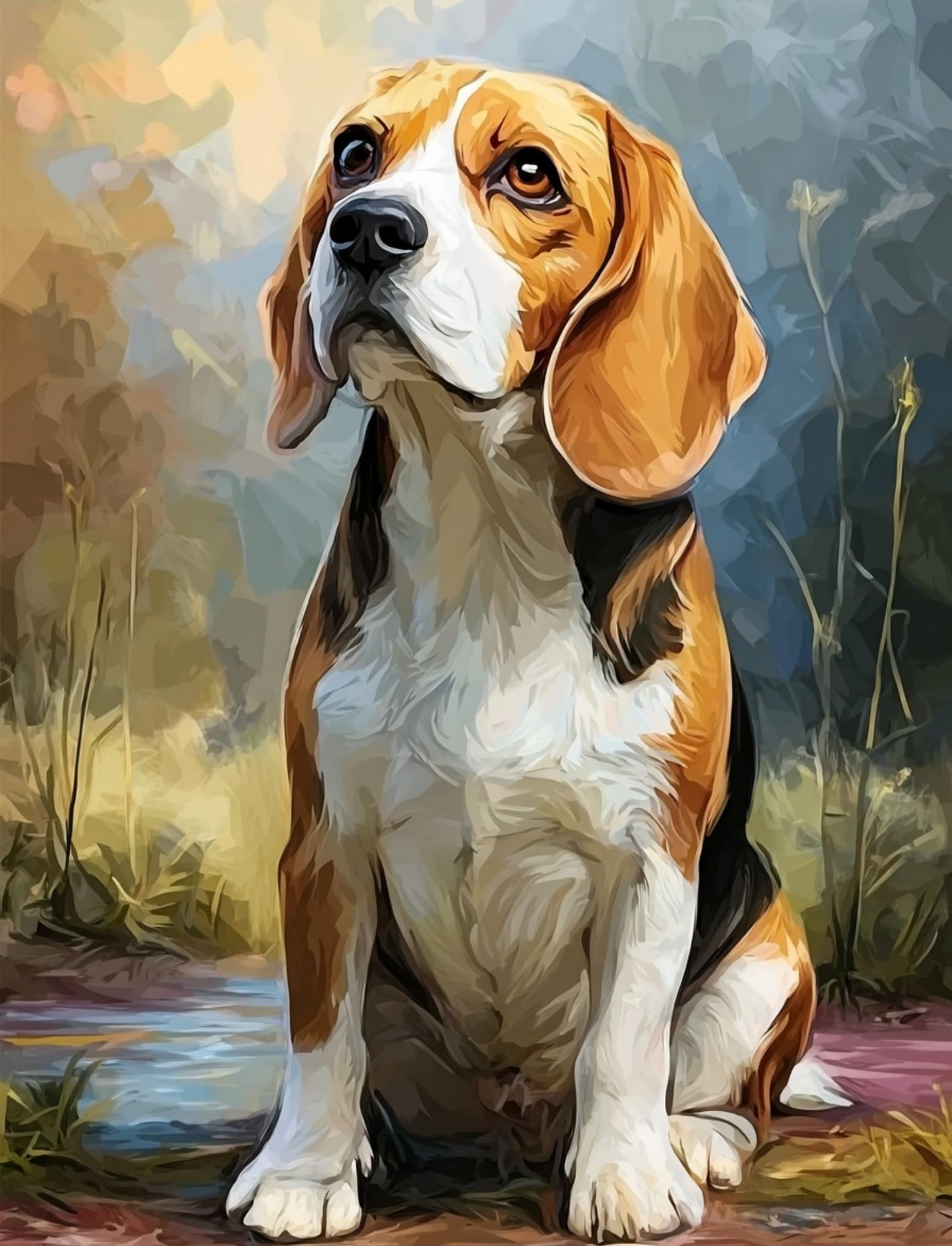 WANGWANGMIAO Paint by Numbers for Adults -Beagle-Painting by Numbers for Kids,Oil Number Painting Kits for Home Wall Decor，20x16inch，with Frame