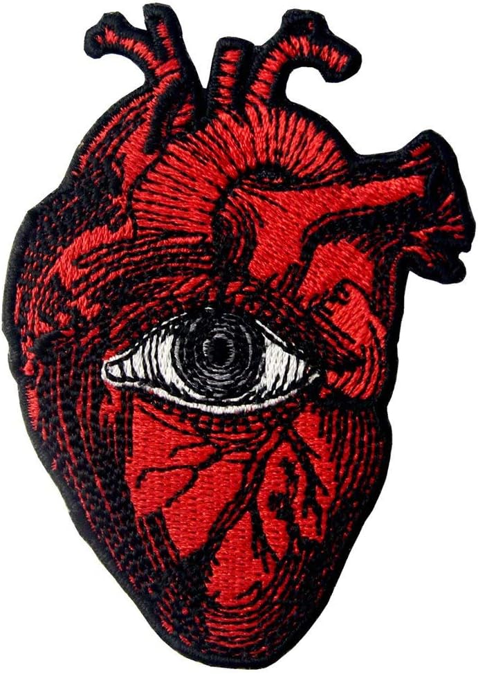 All Seeing Eye On Heart Patch Embroidered Badge Iron On Sew On Emblem