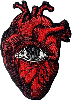 All Seeing Eye On Heart Patch Embroidered Badge Iron On Sew On Emblem