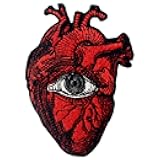 All Seeing Eye On Heart Patch Embroidered Badge Iron On Sew On Emblem