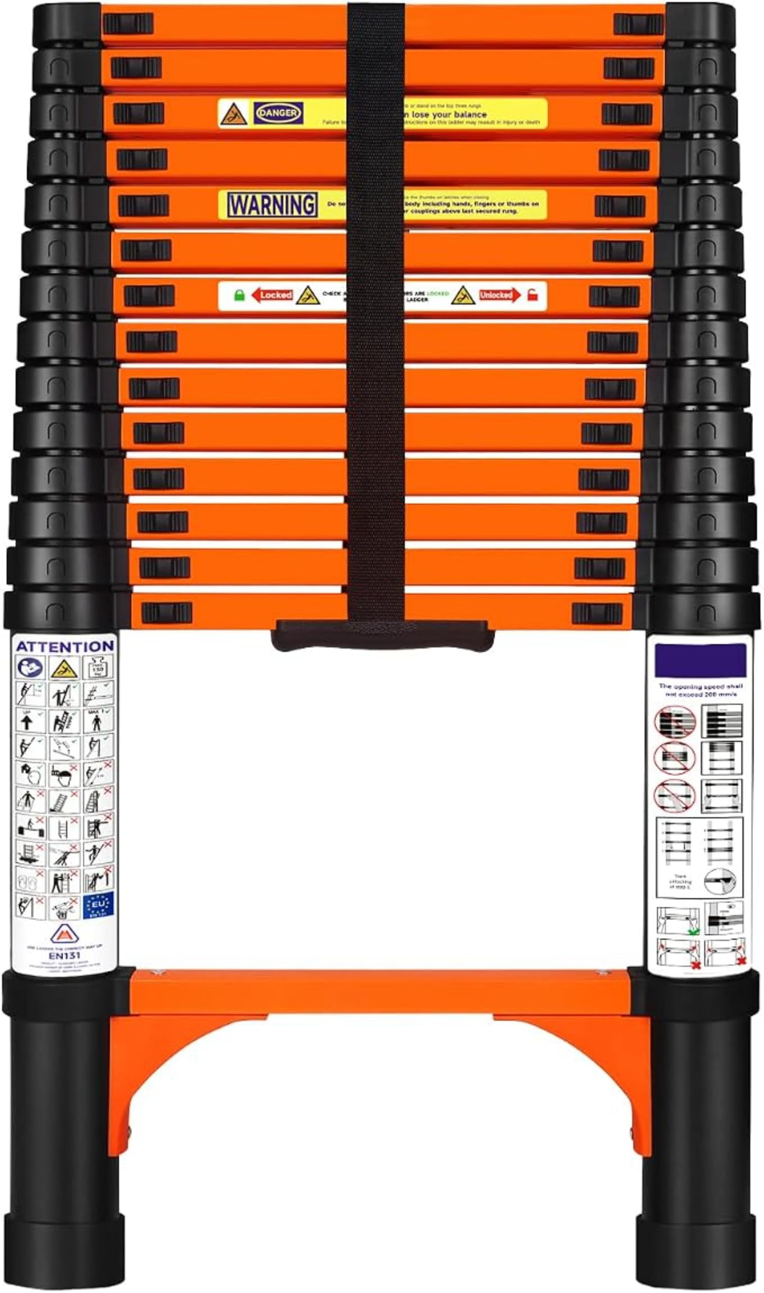 Smarty 4.3 Meter Heavy Duty Telescopic Carbon Steel Ladder | Foldable Extendable Portable Extension Anti-Slip Steps, Safety Lock, 150 kg Load Capacity | Multipurpose for Home, Office & Industrial Use-image-34