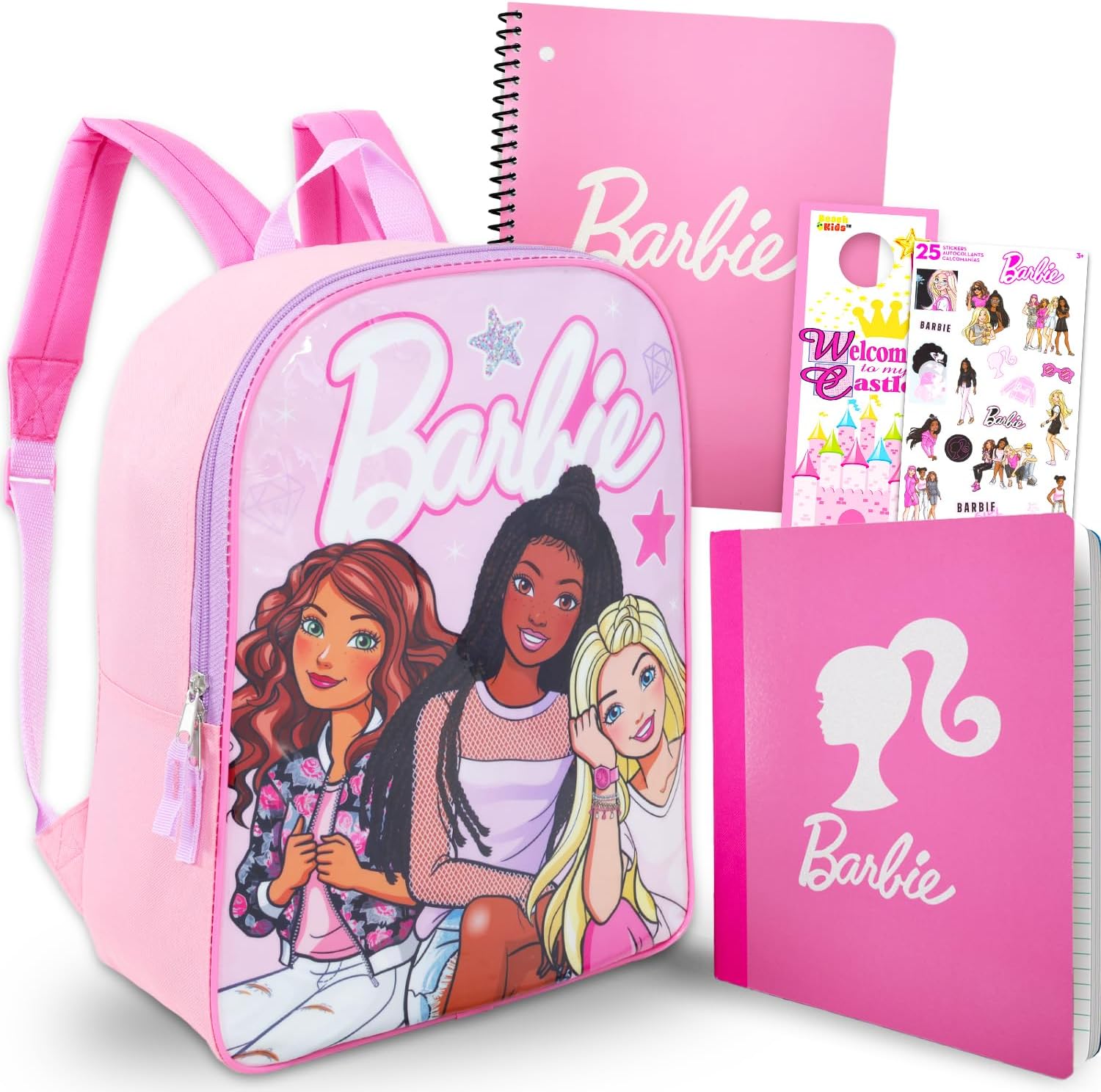 Barbie Backpack with School Supplies for Girls - Bundle with School Bag, Stationery Set, Water Bottle, More | Barbie Backpack Set for Kids