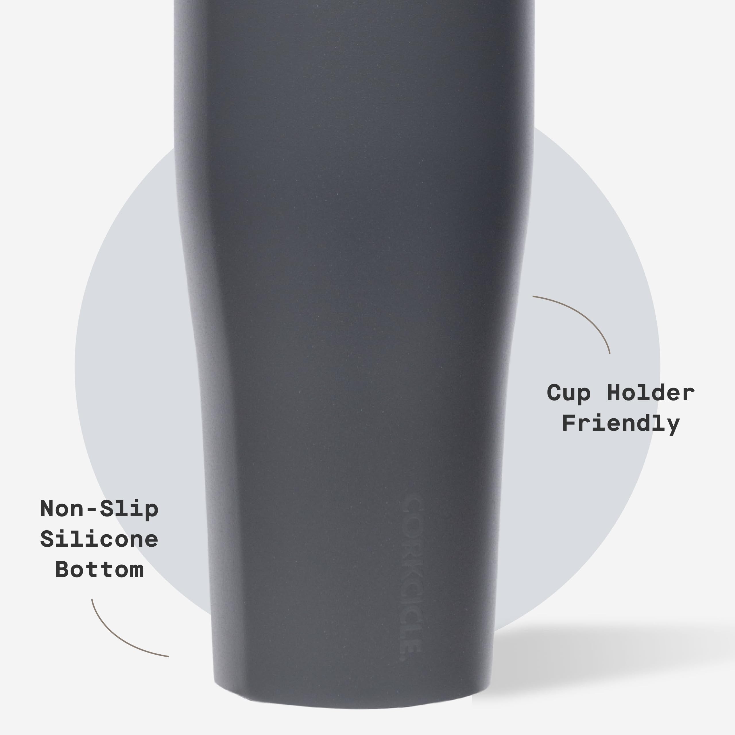 Corkcicle Go Cup XL Isolierter Becher mit Deckel und Strohhalm, Feuerstein, 850 ml, wiederverwendbare Wasserflasche hält Getränke für 12 Stunden kalt, Becherhalterfreundlicher Becher, auslaufsicheres