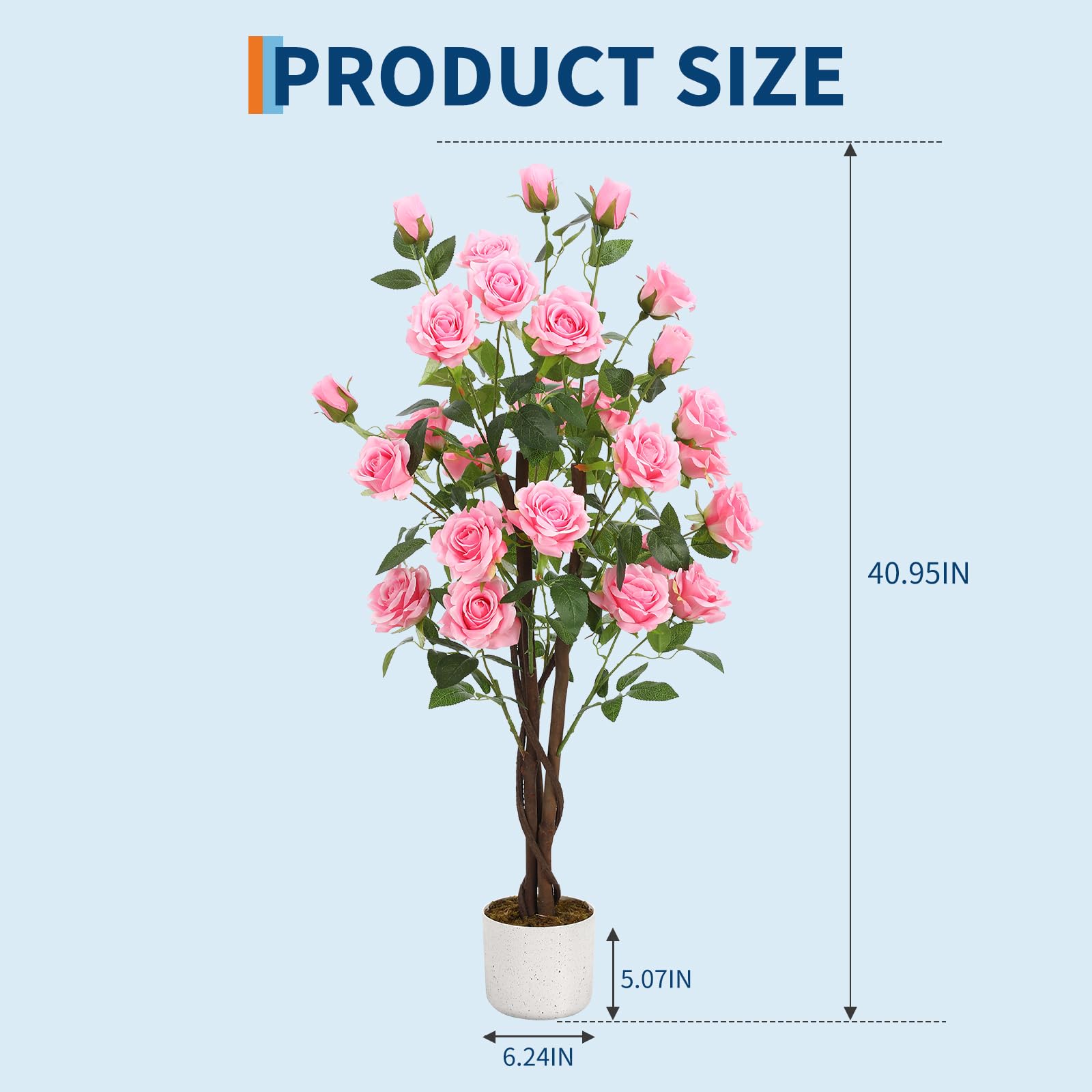 GarveeHome 2 Stück Künstliche Pflanzen Rosenbaum, Deko Künstlich Rosenpflanzen Mit UV-Schutz Im Topf, Kunstpflanze Rose Kunstbaum Für Hochzeitstisch, Wohnzimmer, Büro