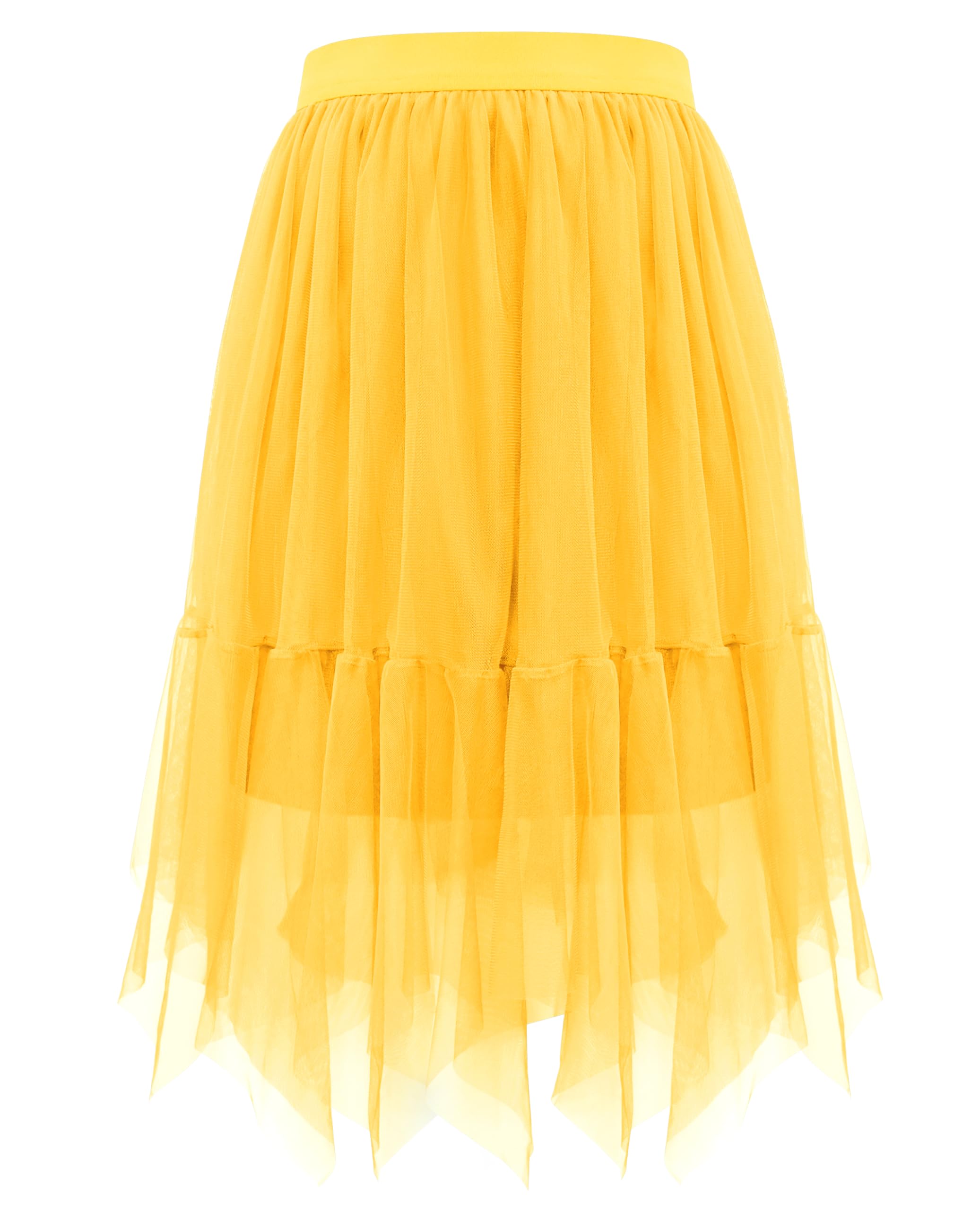 Wikoan Women's Tulle Skirt High Waist Layered Mesh Tulle Tutu A-line Party Midi Skirt,Yellow,L/XL