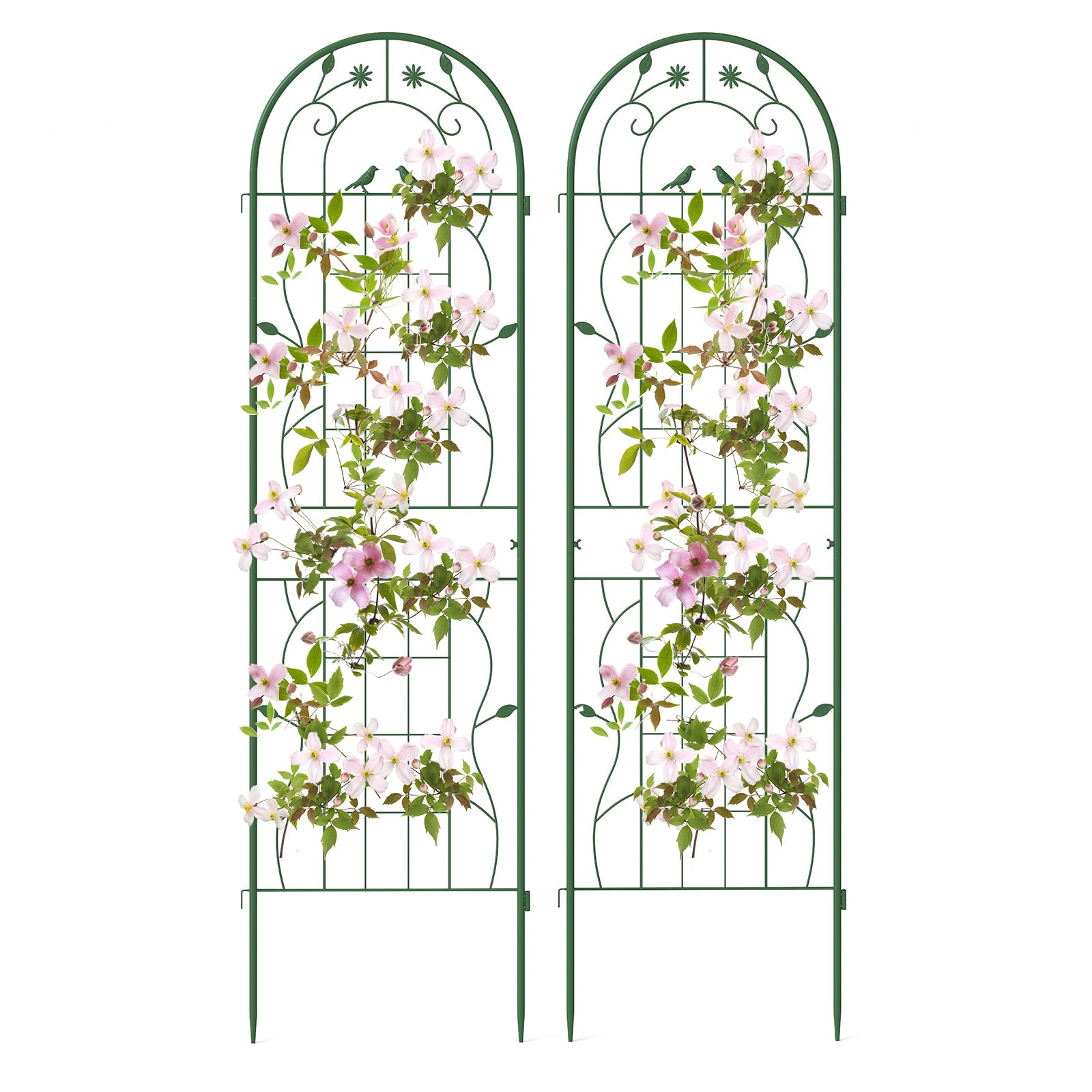 RELAX4LIFE 2/4 Piezas de Enrejados para Plantas Trepadoras, Celosias para Terraza Exterior de Metal con Altura 180/220cm para Pepinos, Rosas, Uvas, Valla Jardin Exterior (Verde,180x50cm; 2 Pcs)