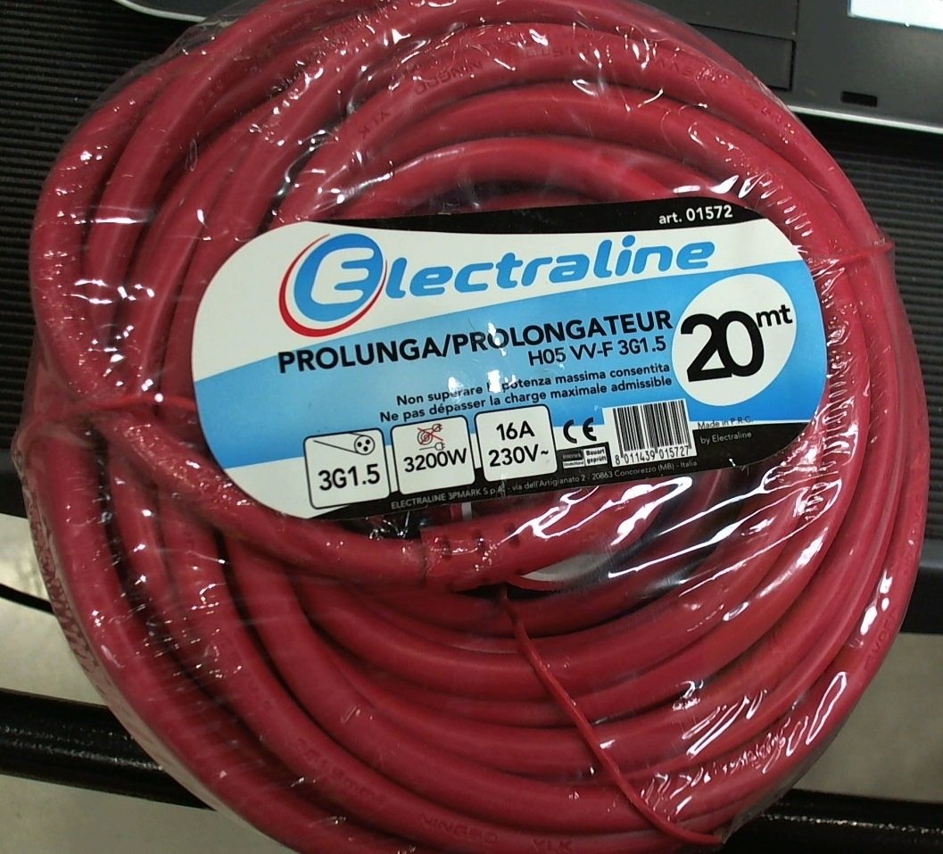 Electraline 01572 Prolunga Giardino 20 Mt Spina 16A E Presa Polivalente (Schuko + 10/16A) Adatta Per Elettrodomestici Da Giardinaggio-Sezine Cavo 3G1,5 Mm², Viola - 4