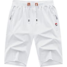 GEEK LIGHTING Mens Shorts Casual Cotton Drawstring Zipper Pockets Elastic Waist Lightweight Summer Athletic Beach Shorts