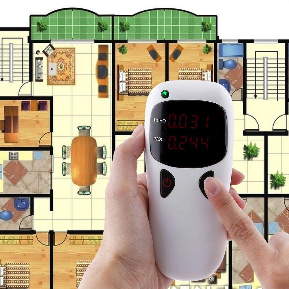 ASHATA Misuratore di Formaldeide, Rilevatore di Formaldeide Digitale Misuratore di qualità dell'Aria, Schermo a LED Monitor di qualità dell'Aria Interna HCHO/TVOC Tester per Auto Office House
