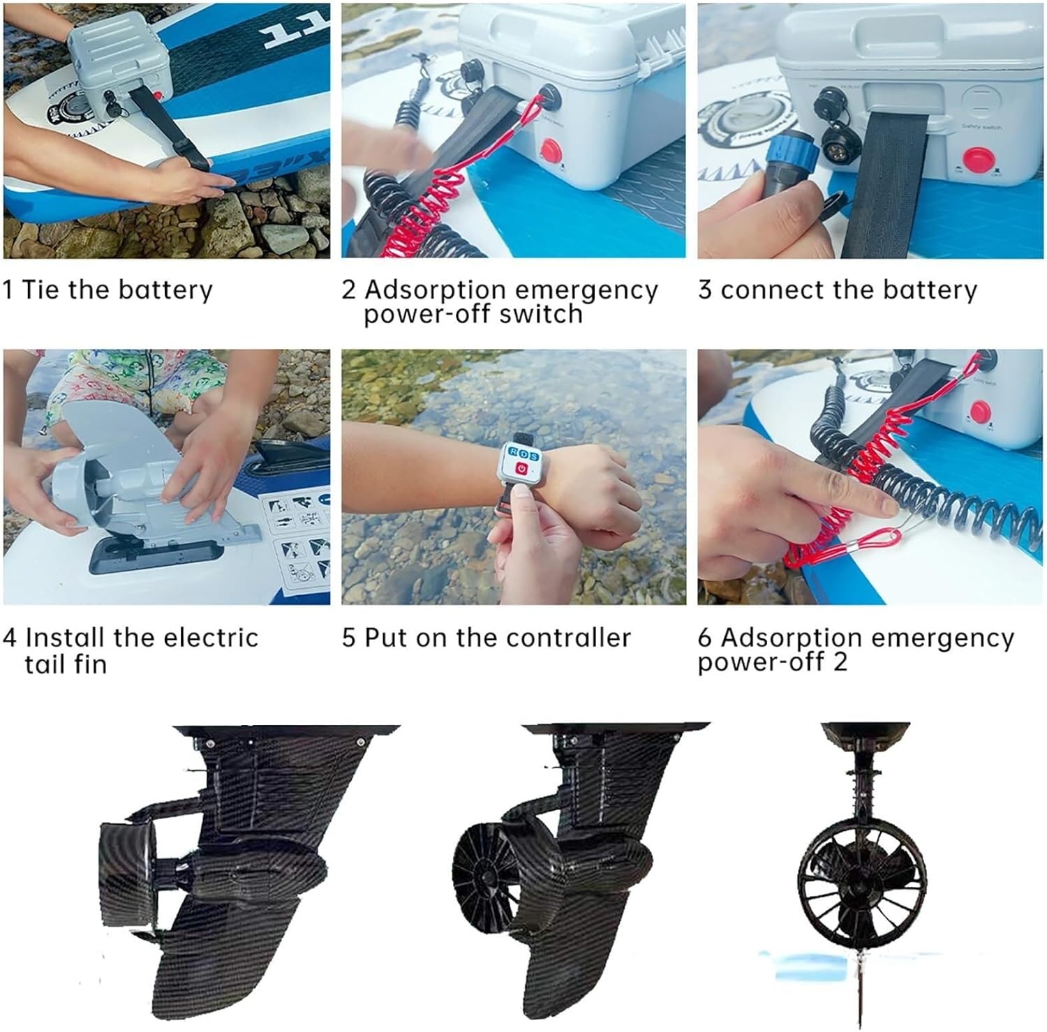 Surfboard Electric Fin Electric Motorized Fin Surfboard,24V Battery, Equipped with Remote Control,Jet Powered Kit