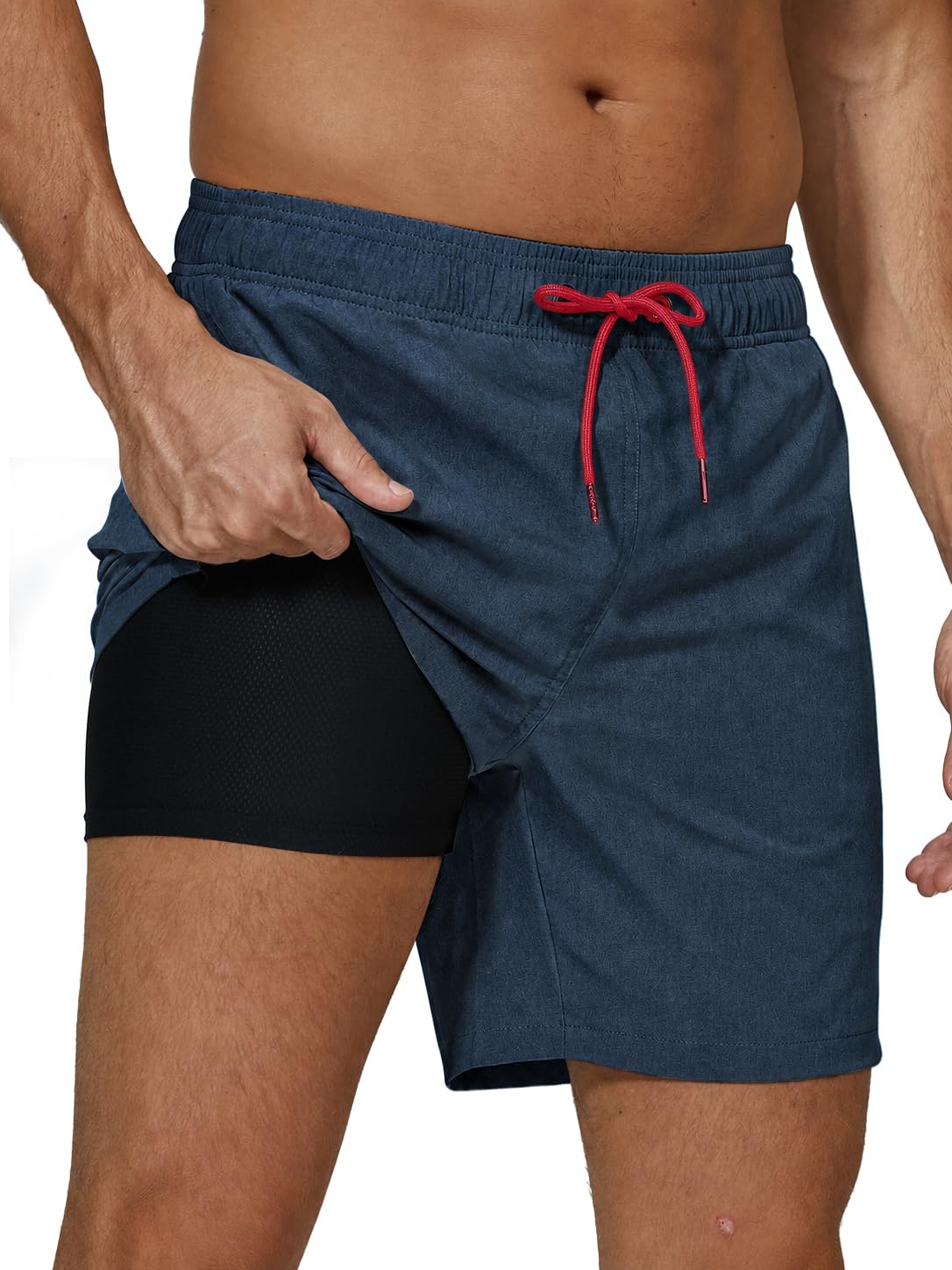 Arcweg Costume da Bagno da Uomo con Boxer Slip Foderato Pantaloncini da Bagno Fodera a Compressione 2 in 1 Pantaloncini da Spiaggia con Tasca con Cerniera Surf