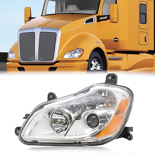 SUENOS Conjunto de faros delanteros para Kenworth T680 2013-2021, par de faros delanteros LED para controlador izquierdo
