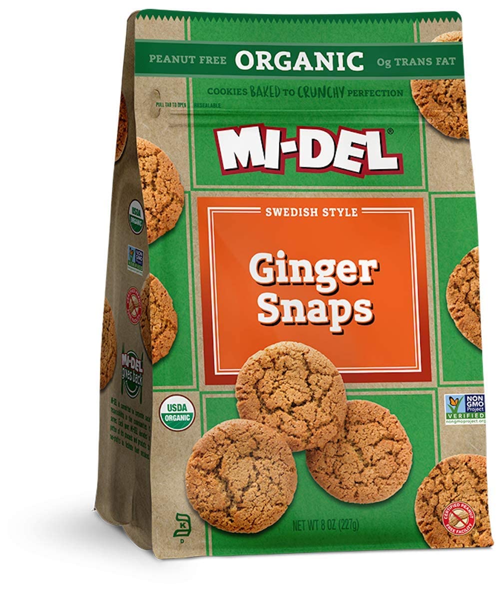 MiDel Organic Ginger Snaps Cookies Authentic Ginger