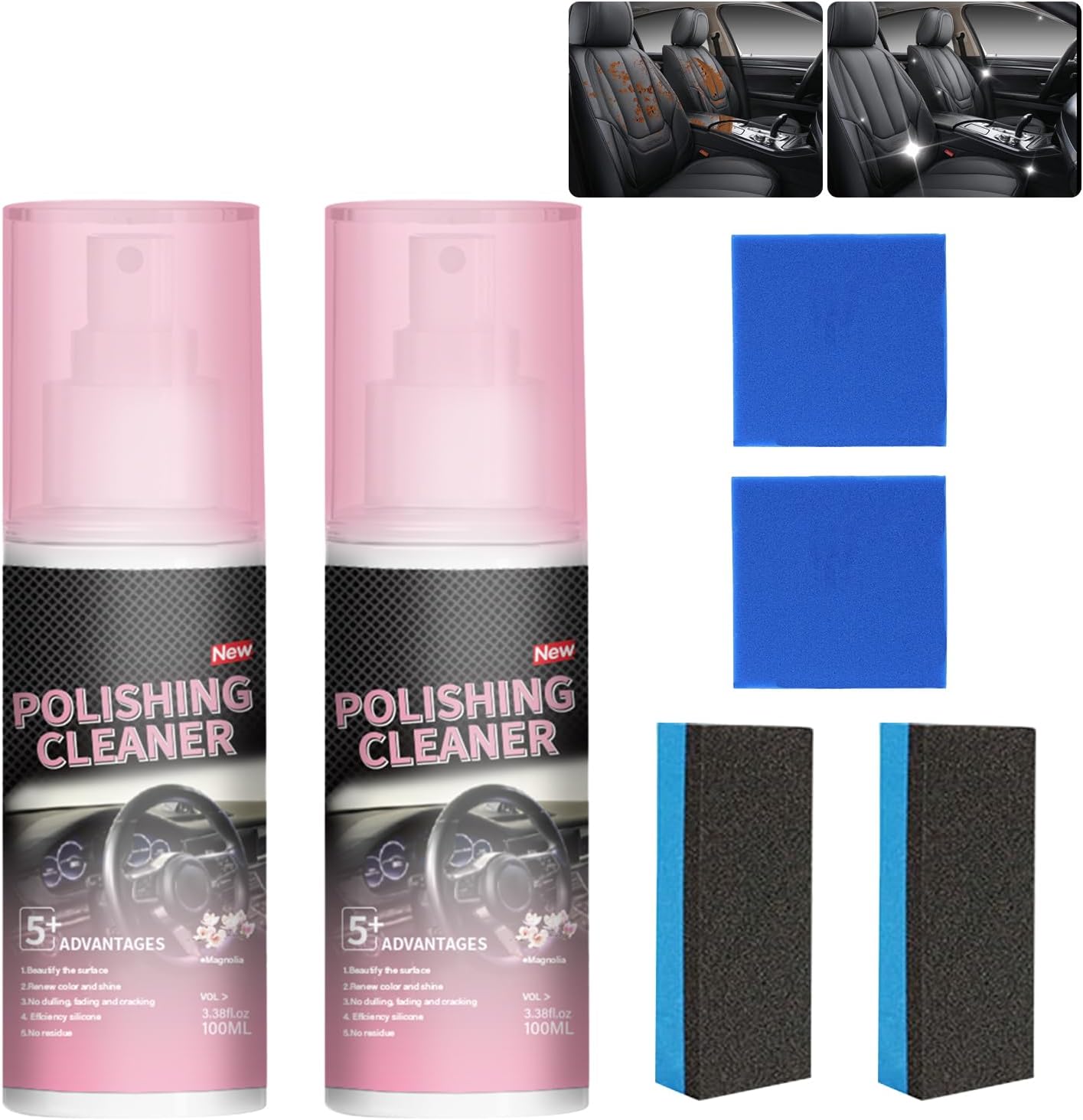 Polishing Cleaner for Car Interior Detailing,Car Interior Cleaner,Vehicle Interior Polish for Rubber, Leather