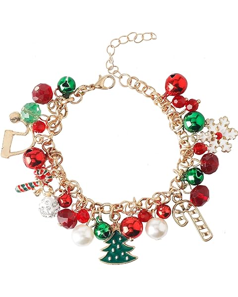 DS Christmas Jingle bell Charm Bracelets for women girls,cute cartoon bell beaded bracelets Stainless Steel Bangle with birthday Gift box,Adjustable jewelry Suitable for boys holiday cosplay gifts