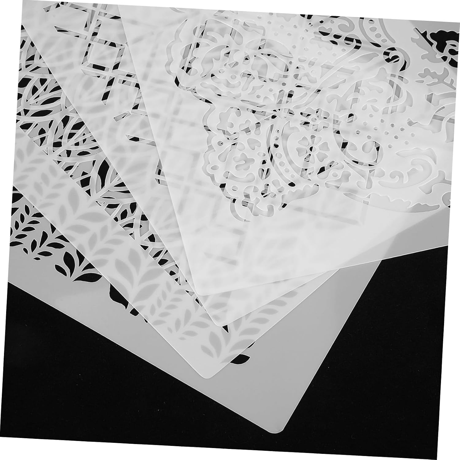 Tofficu 4pcs Cake Printing Templates Stencils for Baking Cake Printing Molds Washable Reusable Art Stencils for Fondant