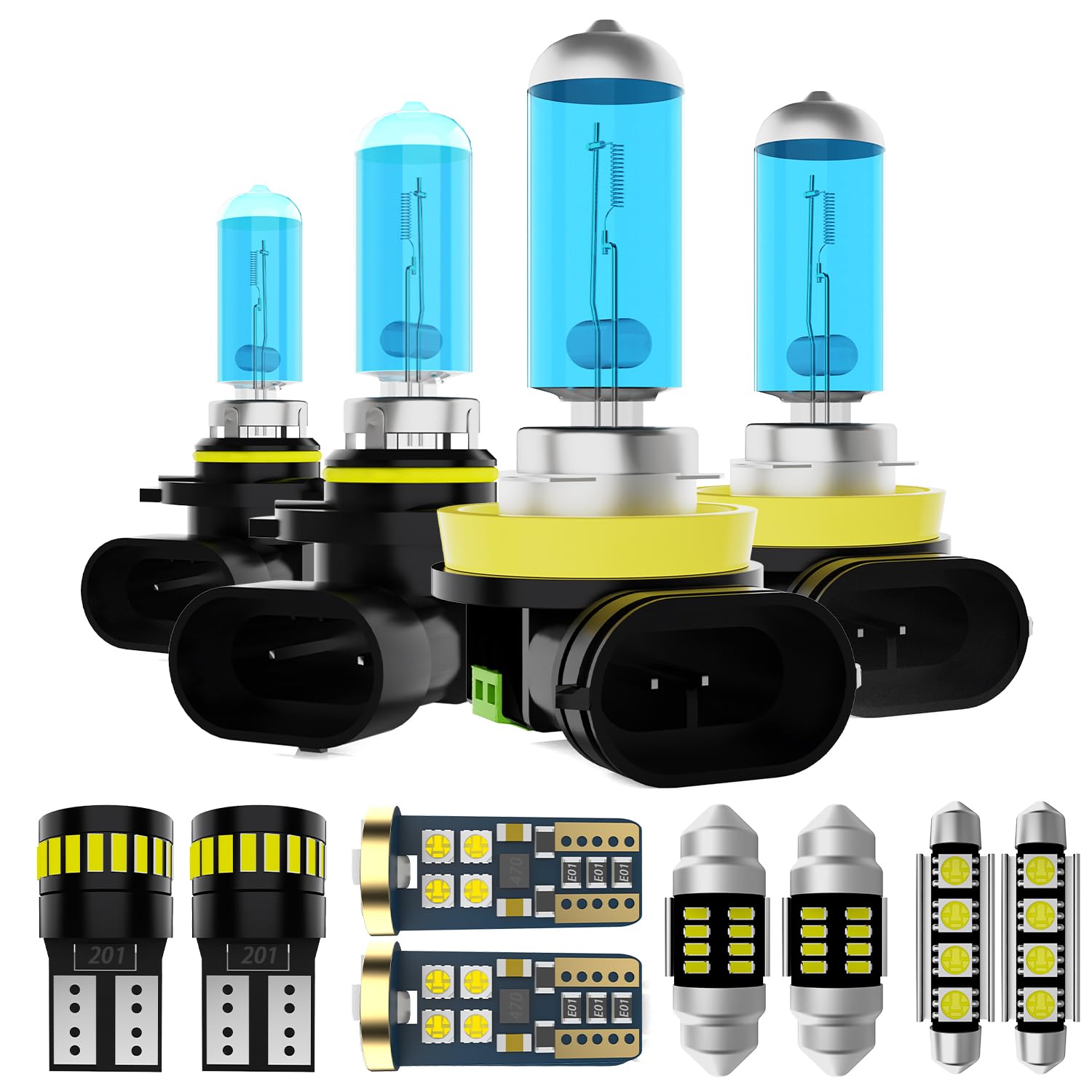 Headlight Bulbs Interior Light Kit Fit For Toyota 4Runner 2010-2016, High Low Beam + Interior Bulbs + License Plate Lights, 6000K White Light, Pack of 17