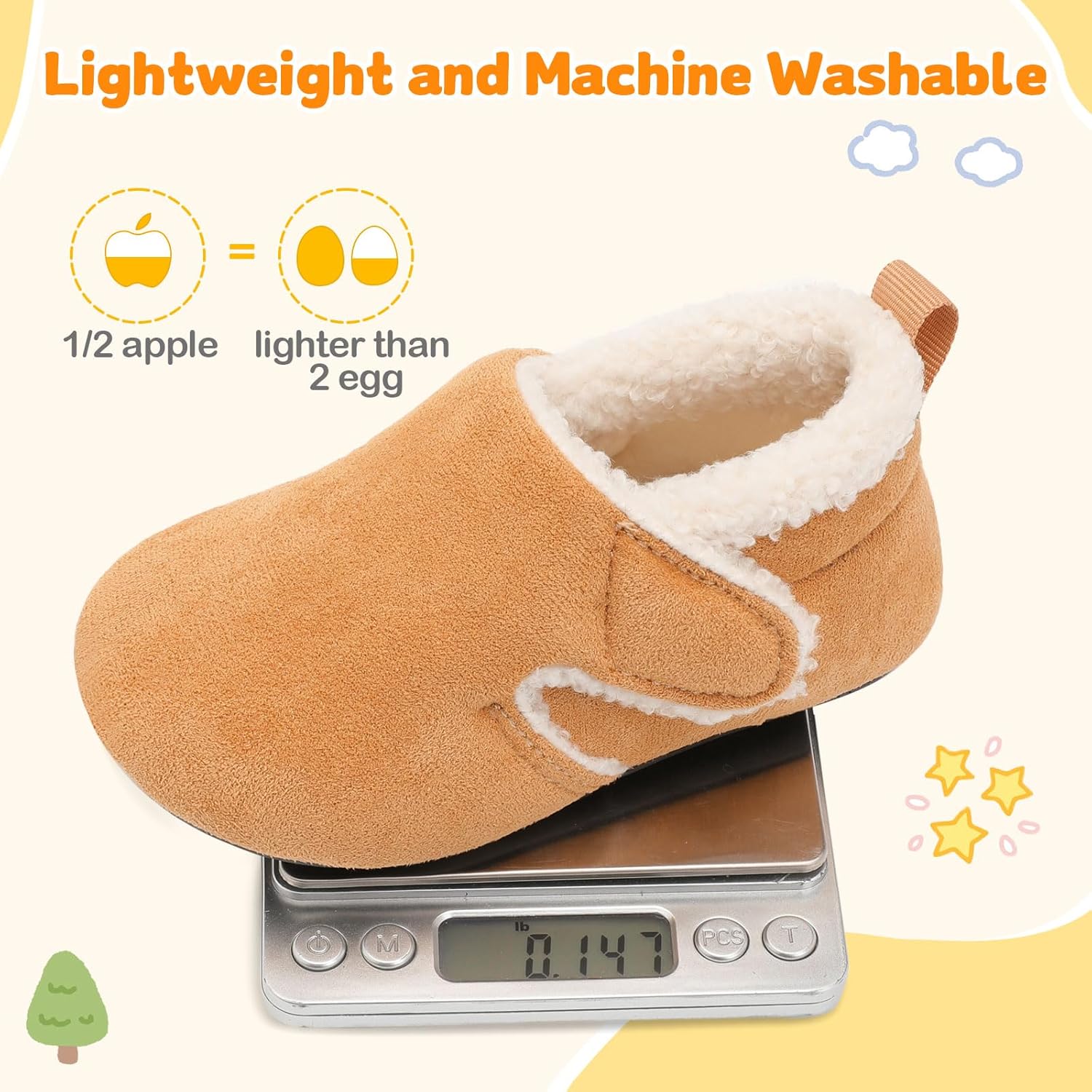 JOINFREE Toddler Slippers Boys Girls Adjustable House Shoes Barefoot Sock Shoes with Rubber Sole Baby Comfort Warm Indoor Outdoor Walking Shoe - Image 5