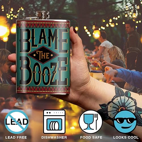 Miniatura 3 de Blame the Booze - Petaca de acero inoxidable de 8 onzas para licor, viene en una caja de regalo, diseño a prueba de fugas, fácil de limpiar, 3.75 x