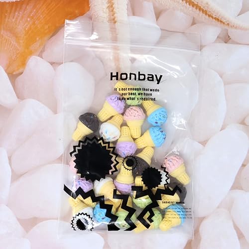 Miniatura 7 de Honbay 24 dijes de resina falsos de caramelo 3D de helado sin agujero, adornos para accesorios para el cabello, funda de teléfono, decoración de