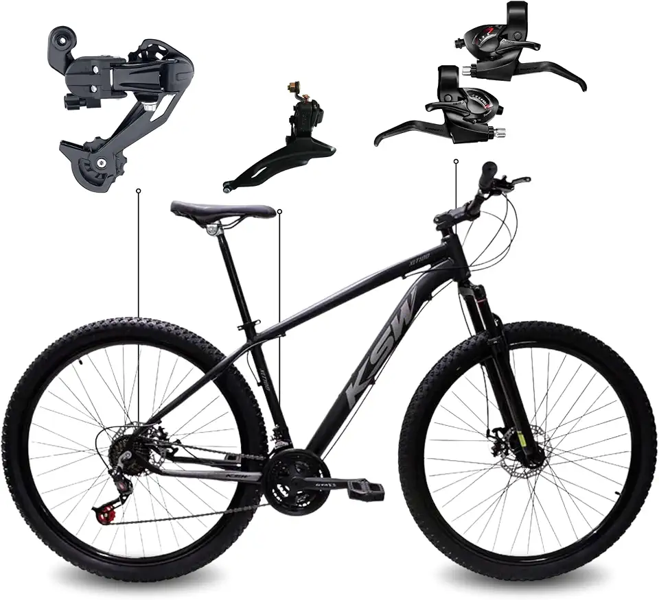 Bicicleta Aro 29 KSW XLT 21 Marchas Quadro Alumínio Freio a Disco Mecânico MTB
