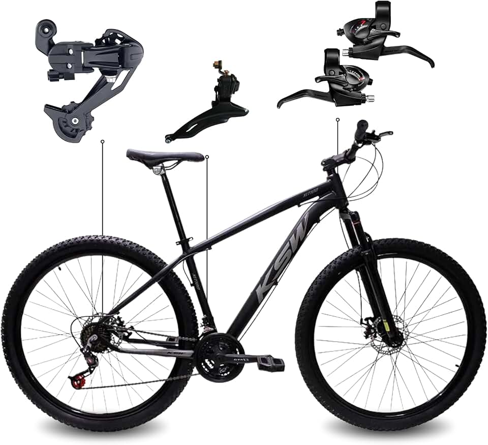 Bicicleta Aro 29 KSW XLT 21 Marchas Quadro Alumínio Freio a Disco Mecânico MTB
