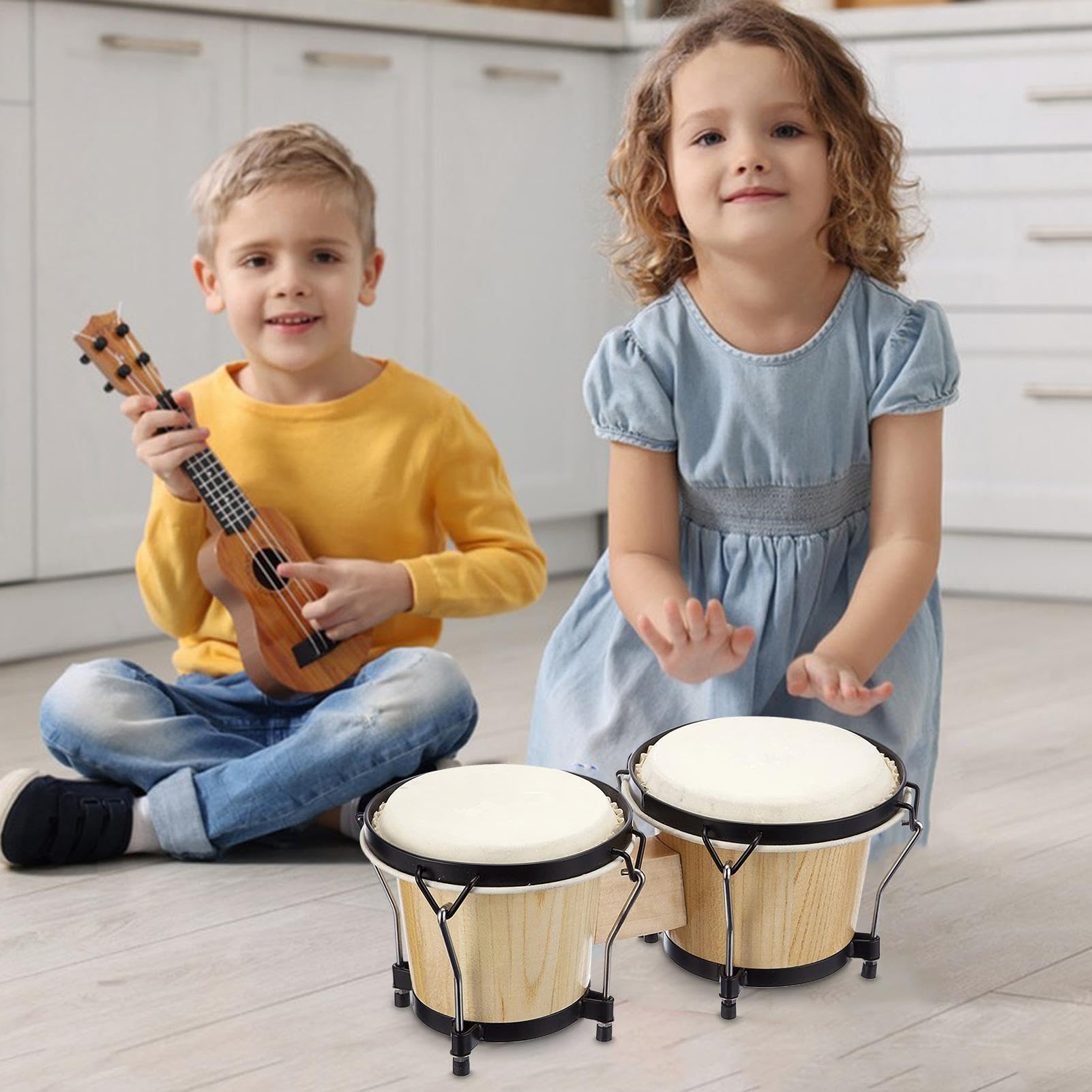 Los bongós infantiles fabricados en madera Tambor educativo hecho en madera | Bongos de Madera para Ritmo y Aprendizaje Musical Para Niños, Adolescentes y Adultos
