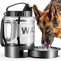 Vista 9 de Botella de agua grande para perros de 77 onzas – Dispensador de agua portátil para perros de viaje y tazón – Jarra de agua para mascotas a prueba