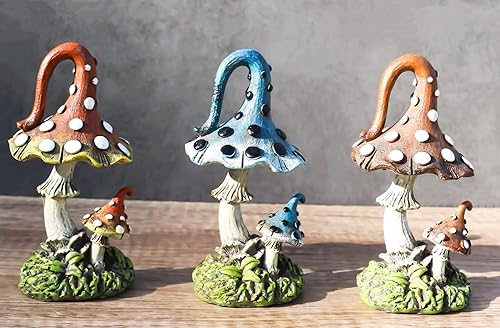 Miniatura 6 de Ebros Gift Enchanted Fairy Garden - Juego de 3 figuras de hongos mágicos en miniatura de 5 pulgadas de alto y colorido con seto de bebé, ideas de