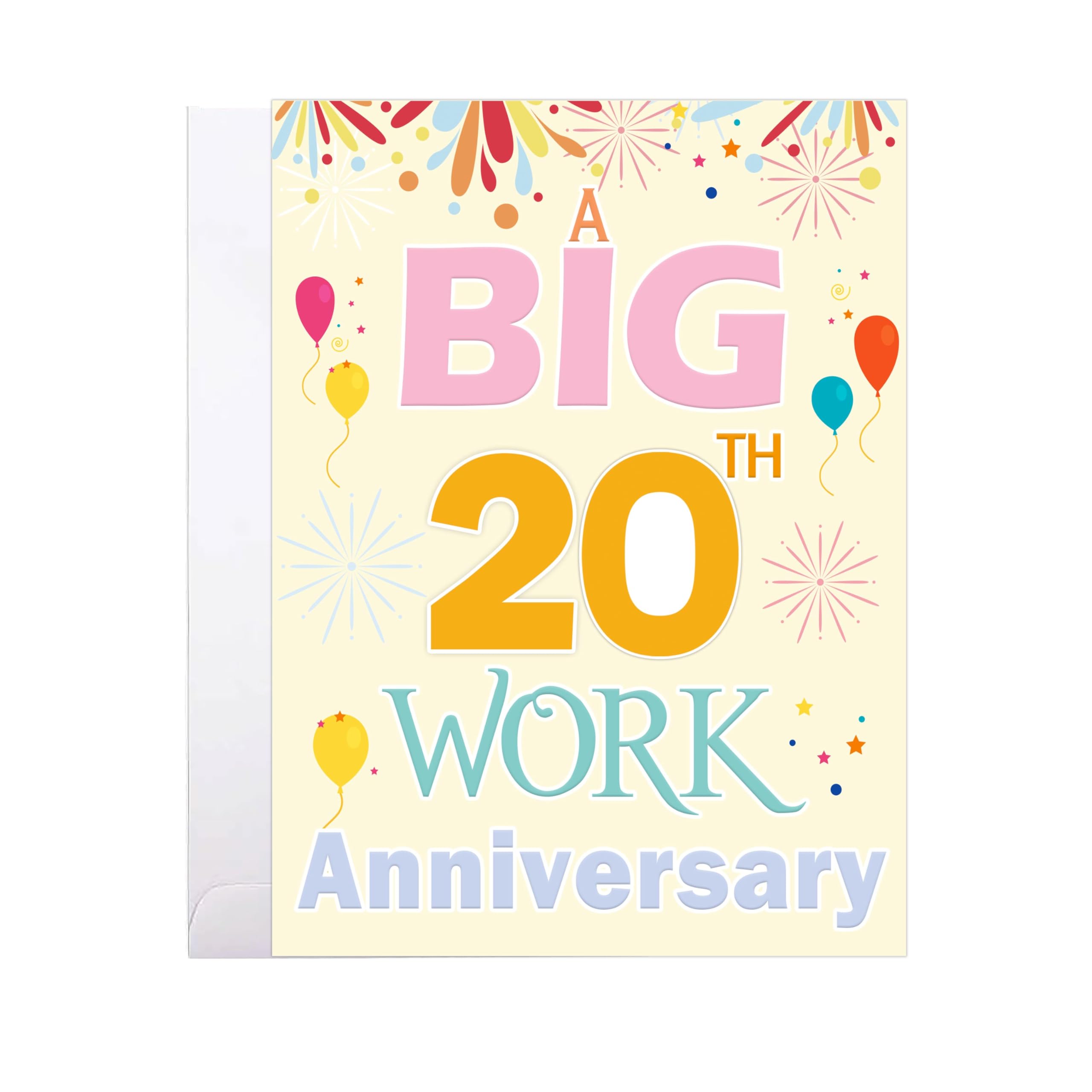 20th Work Anniversary Invitation Card (8.5 x 11 Inch) – Elegant Large Card For Work, Big Business Employee Congratulations ，Wedding, Birthday, School Reunion & Couples Includes White Envelope (yellow)