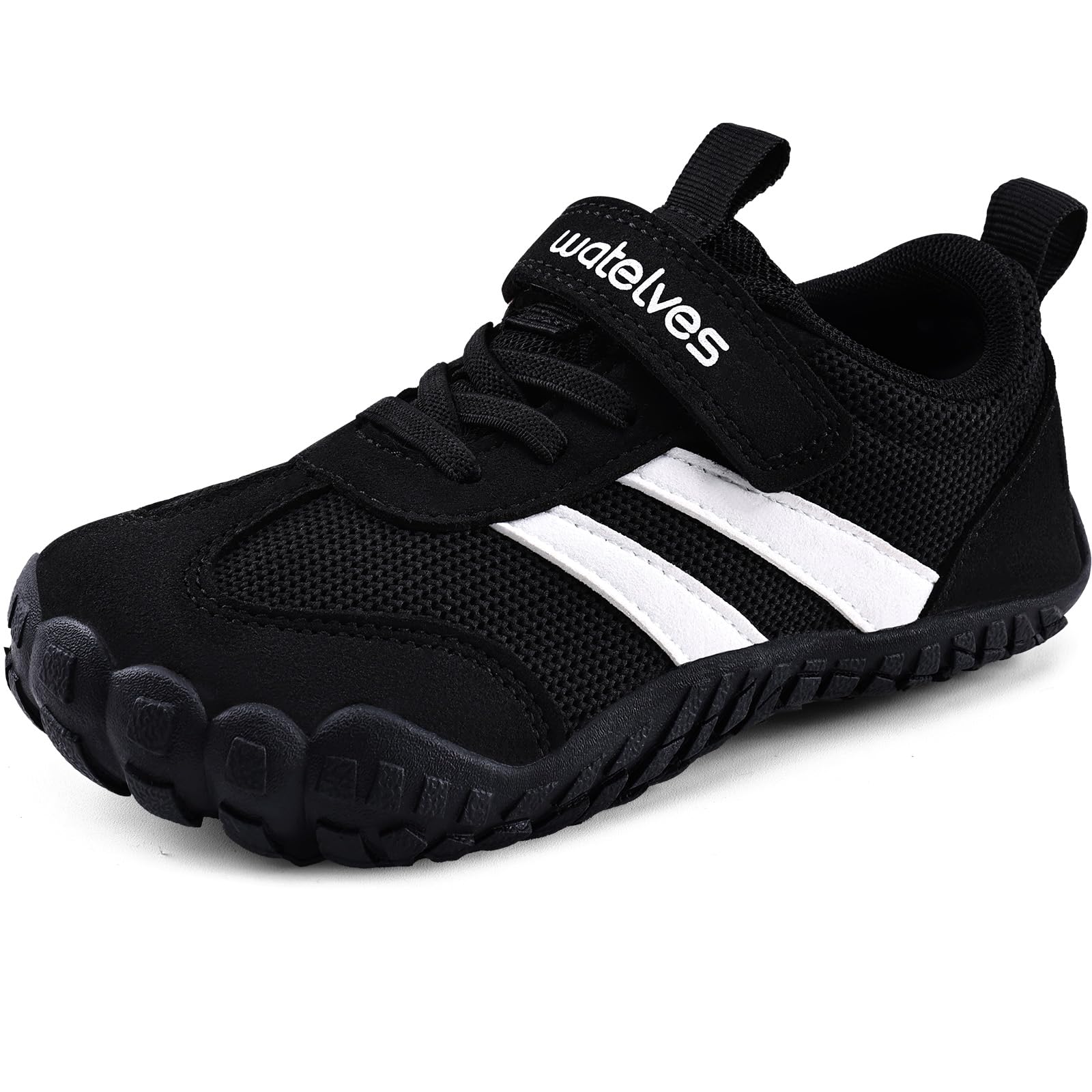 WateLves Kinder Barfußschuhe Jungen Mädchen Barfussschuhe Sneaker mit Klettverschluss Weich Atmungsaktiv,Größe 25-36 EU
