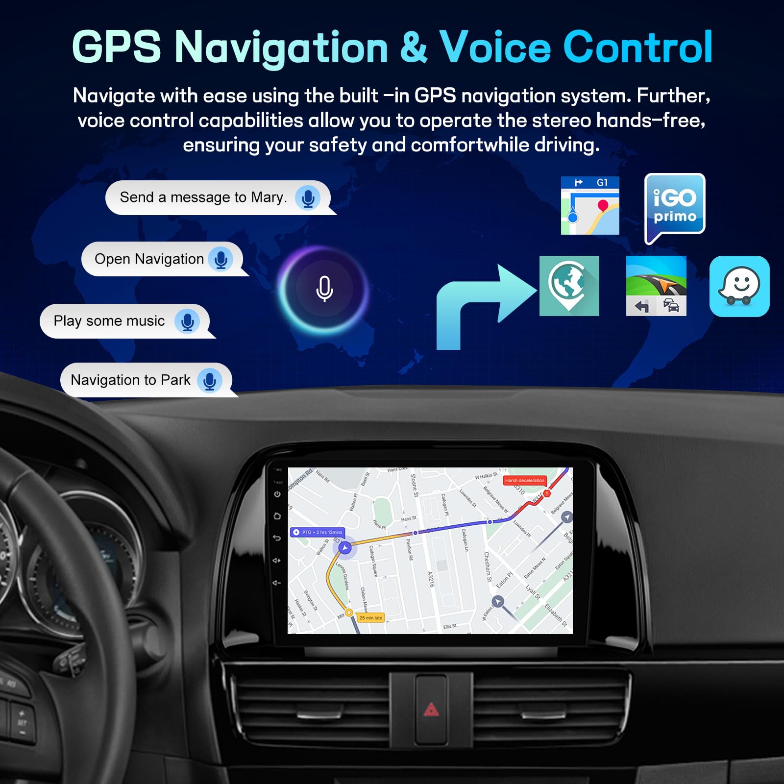 2 GB + 64 GB Android radio samochodowe do Mazda CX-5 2012-2015 z bezprzewodowym Carplay i Android Auto, 9-calowy ekran dotykowy radio z EQ DSP, WiFi, nawigacja GPS, FM RDS, Bluetooth + kamera cofania