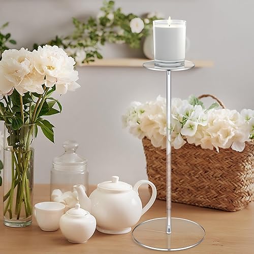 Miniatura 5 de Qunclay 8 piezas de acrílico transparente para sombrero, soporte de peluca con pedestal y base redonda para sombreros, soporte de peluca para