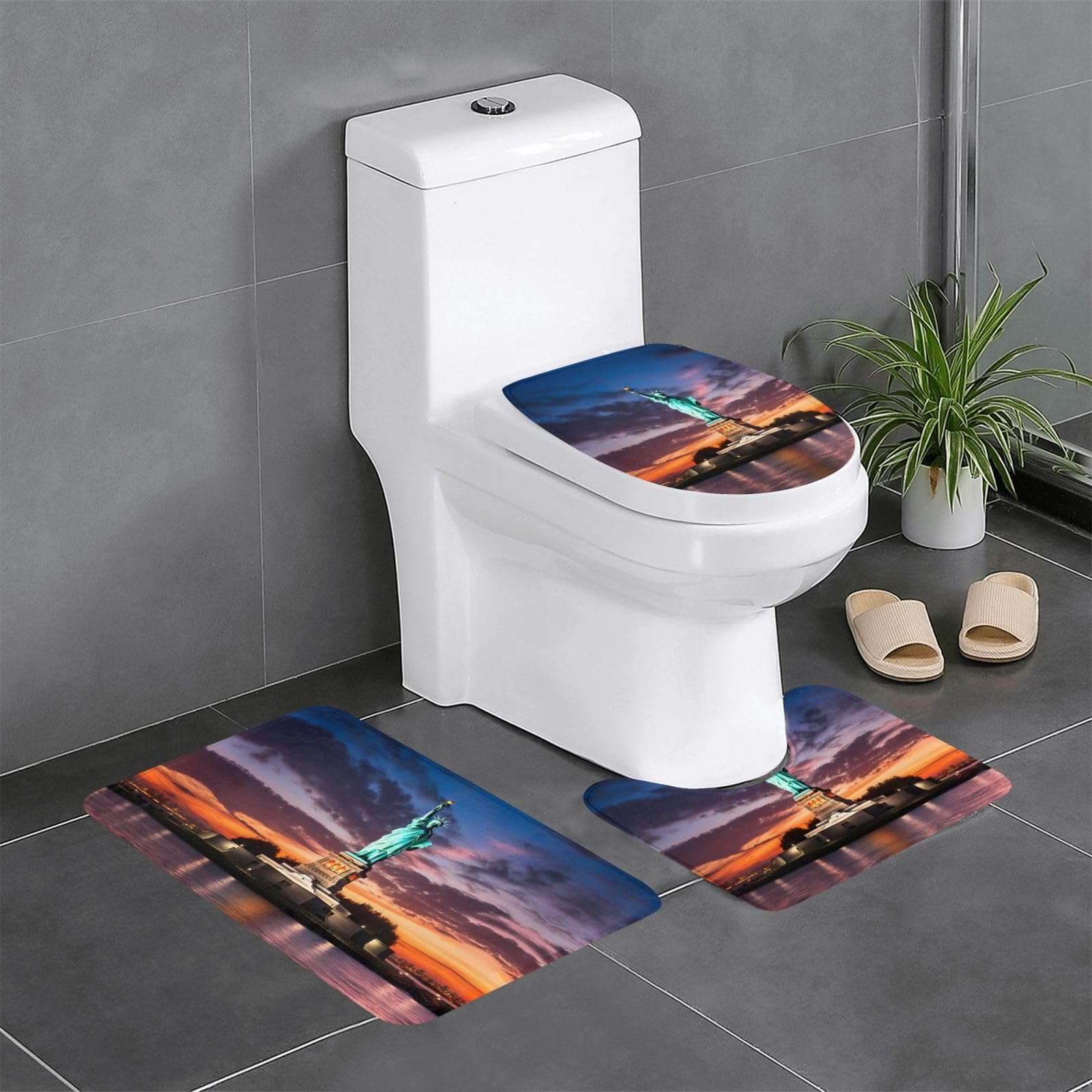 Tapis de bain antidérapants Statue de la Liberté pour sécuriser le sol des WC
