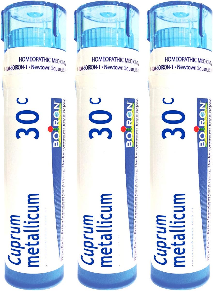 Boiron Cuprum Metallicum 30c Homeopathic Medicine for Sudden Muscle Cramps - Pack of 3 (240 Pellets)