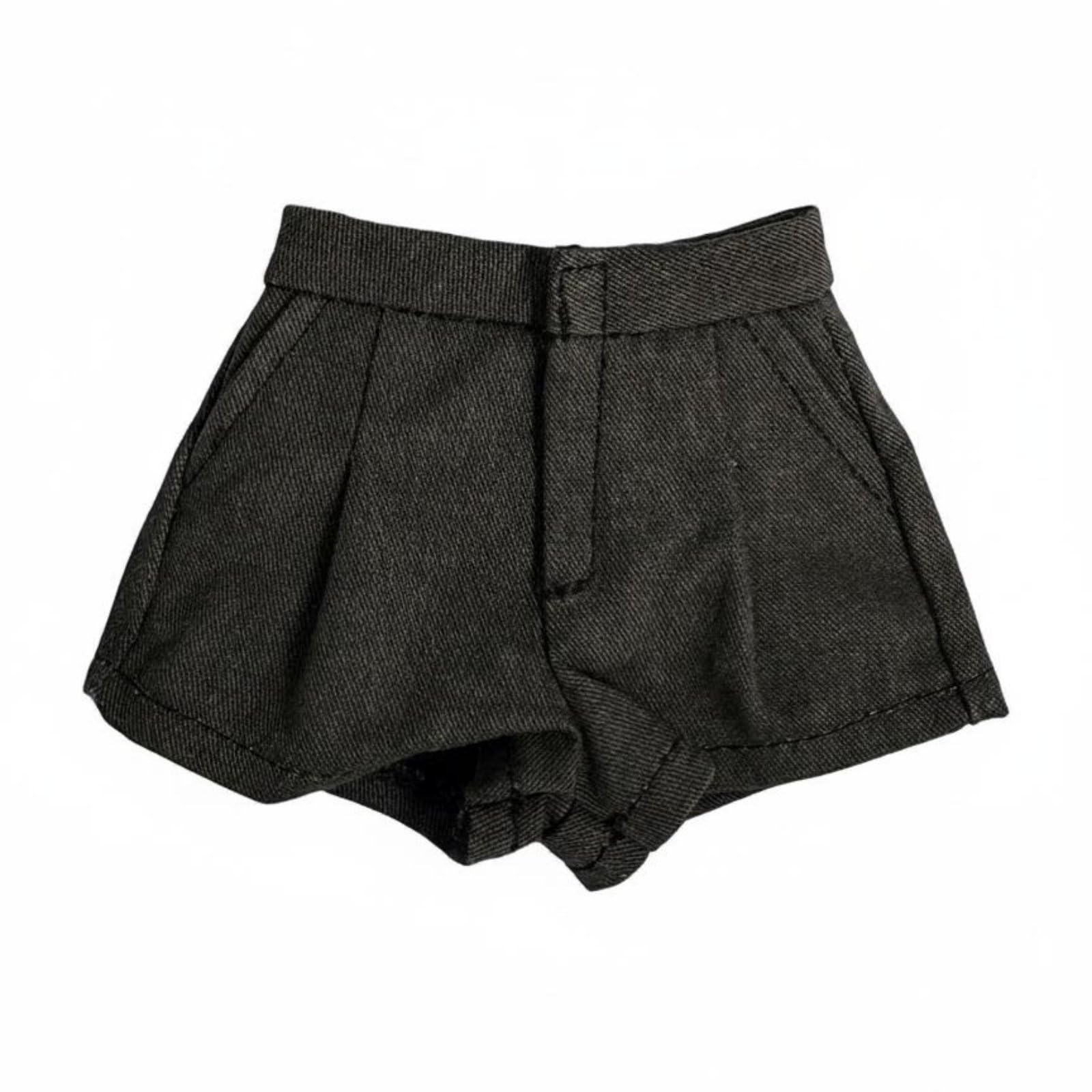 MERISHOPP Pleated Feature 1/6 Scale Figure Shorts High-Waist Design 12 Inch Doll Shorts for Collectors, Hobbyists, Dark Gray-image-36