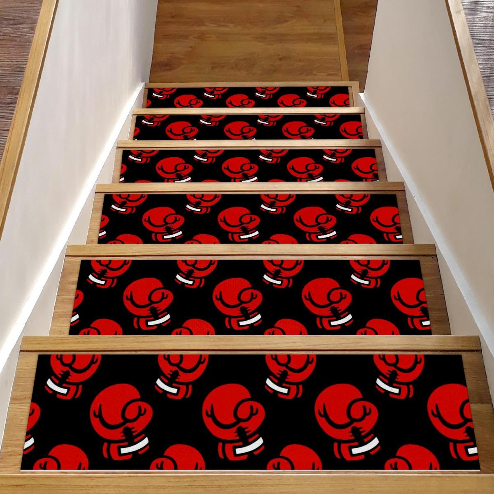 Alfombra antideslizante para escaleras interiores de 8x30 pulgadas con patrón de boxeo, 15 uds