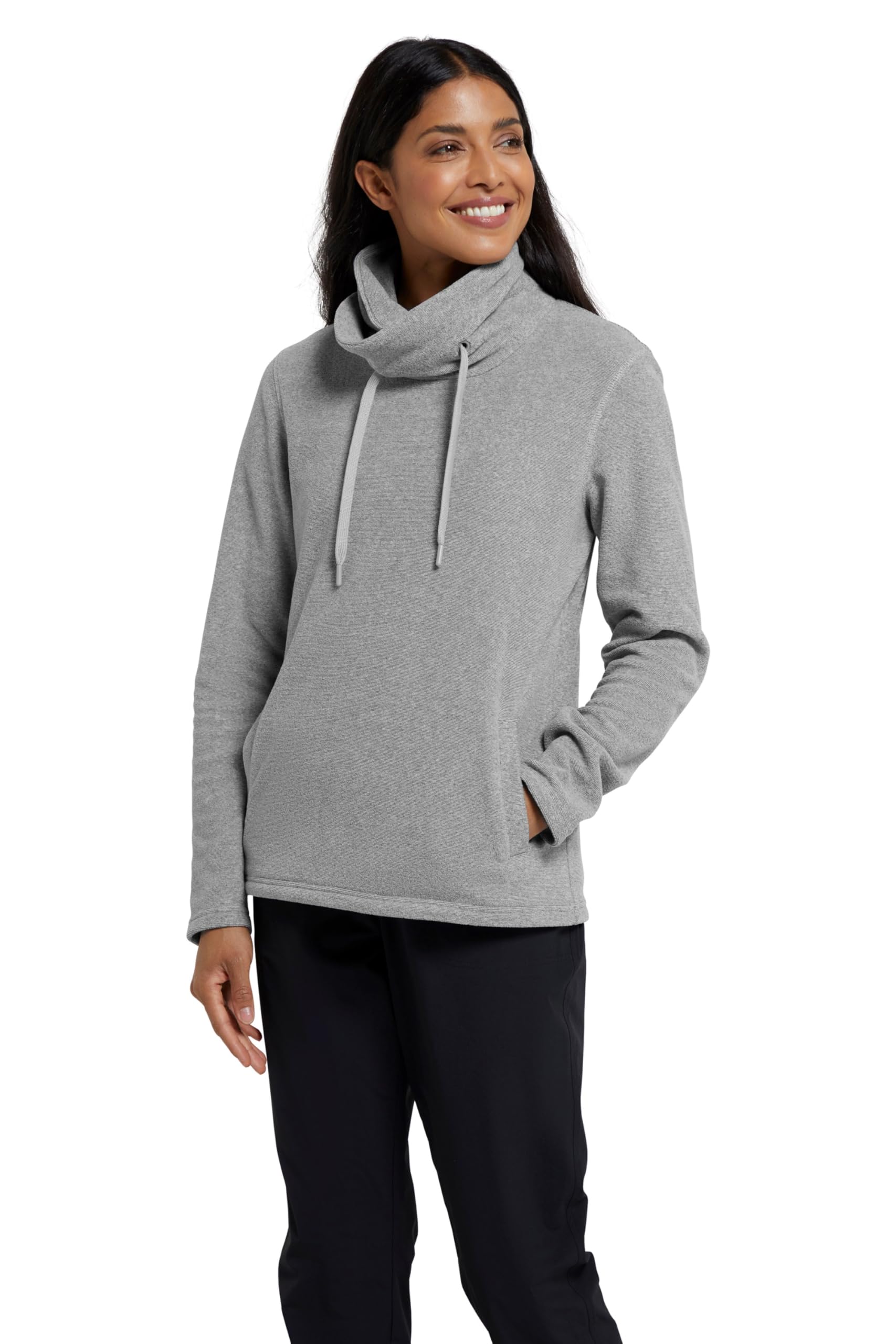 Mountain Warehouse Hebridean Womens Cowl Neck Fleece - Breathable Sweater, Brushed Inner & Two Front Pockets – Ideal For Spring Summer, Travel & Outdoors Dark Grey 14