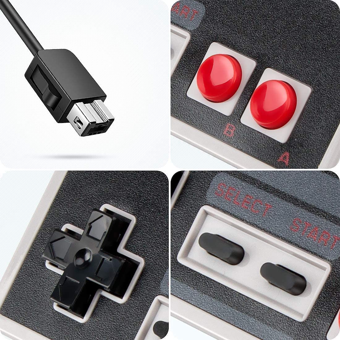 Link-e : 2 X Controlador de Juegos y Cable de Extension Compatible con la Consola Nintendo Mini/Classic NES