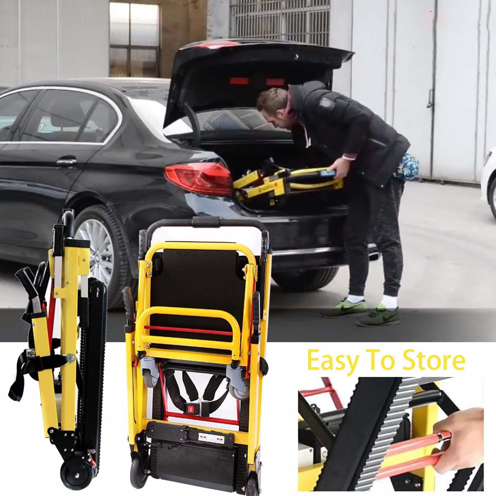 Elektrischer Treppenstuhl-Rollstuhl, zusammenklappbarer Rollstuhl-Treppenlift für behinderte ältere Menschen, Einstellbarer Evakuierungs-Treppenlift-Stuhl-Treppensteiger für ältere Menschen, Lo