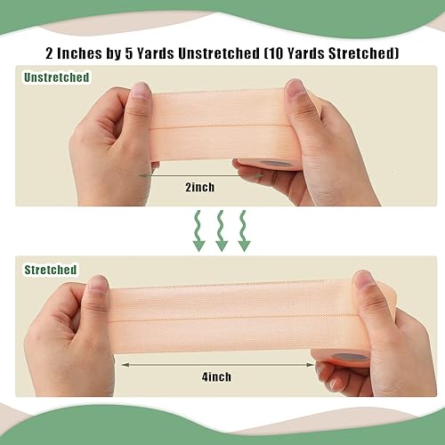 Miniatura 5 de Tondiamo 8 rollos de cinta adhesiva elástica para vendaje médico, cinta deportiva deportiva, tiras elásticas flexibles para tobillo, rodilla,