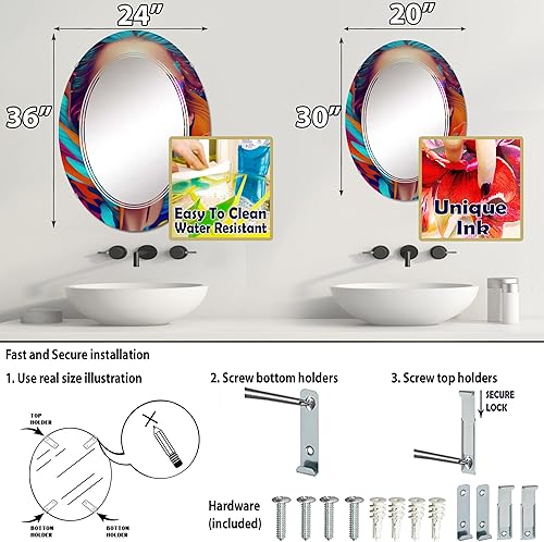 Miniatura 4 de Dynamic Feather Woman Portrait II- Vanity Mirror, Bathroom Mirrors, Wall Mirrors for Living Room, Bedroom - Oval Mirror - Large 20'x30', 24'x36'