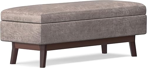 Miniatura 119 de SIMPLIHOME Owen - Bandeja rectangular moderna de mediados de siglo de 34 pulgadas de ancho, otomana pequeña para almacenamiento de mesa auxiliar, en