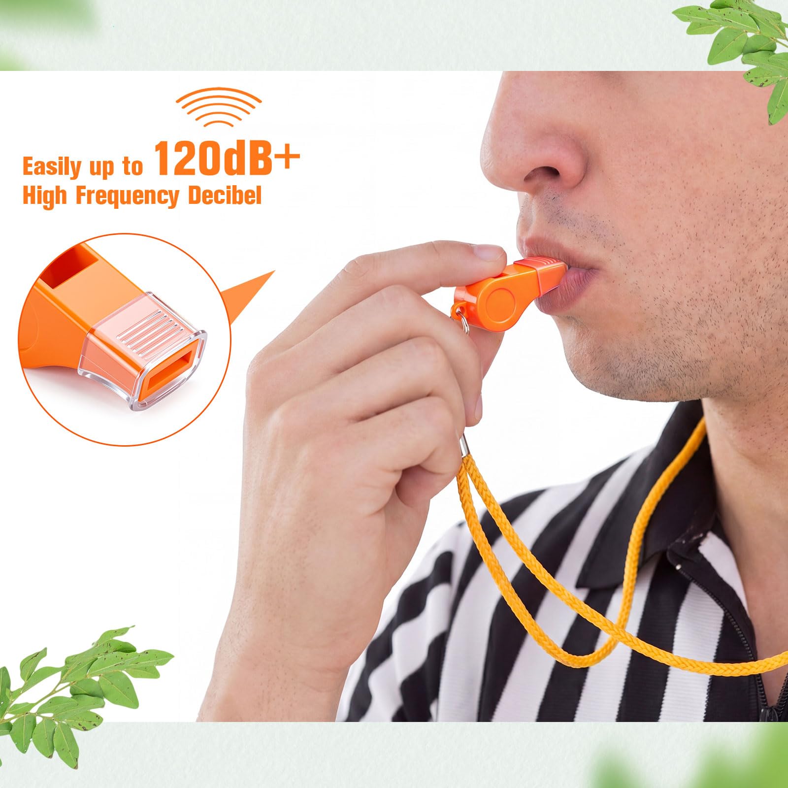 Honoson Lot de 72 sifflets pour adultes avec lanière et embout buccal en plastique - Sifflet de sécurité d'urgence pour sauveteur, entraîneurs, arbitres, randonnée, camping en plein air