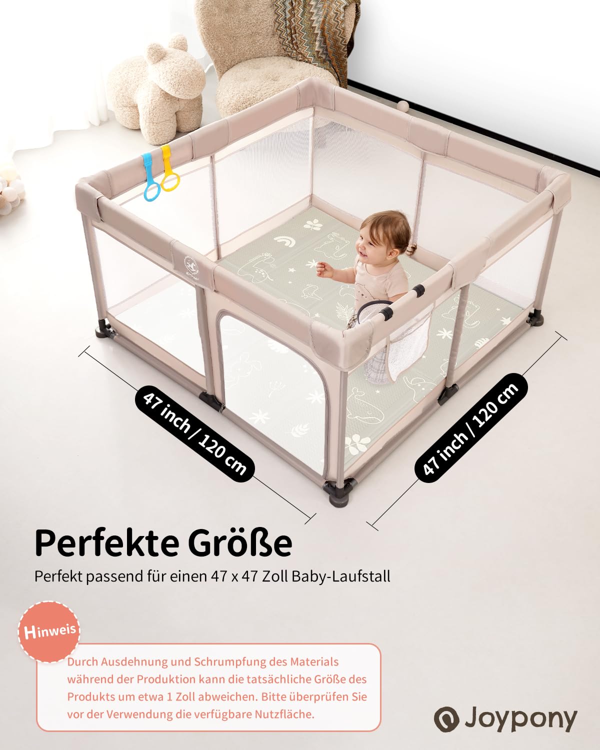 Tapis d'Éveil Bébé Pliable 120x120cm Joypony Mousse XPE Épais Imperméable Antidérapant Double Face Alphabet Forêt