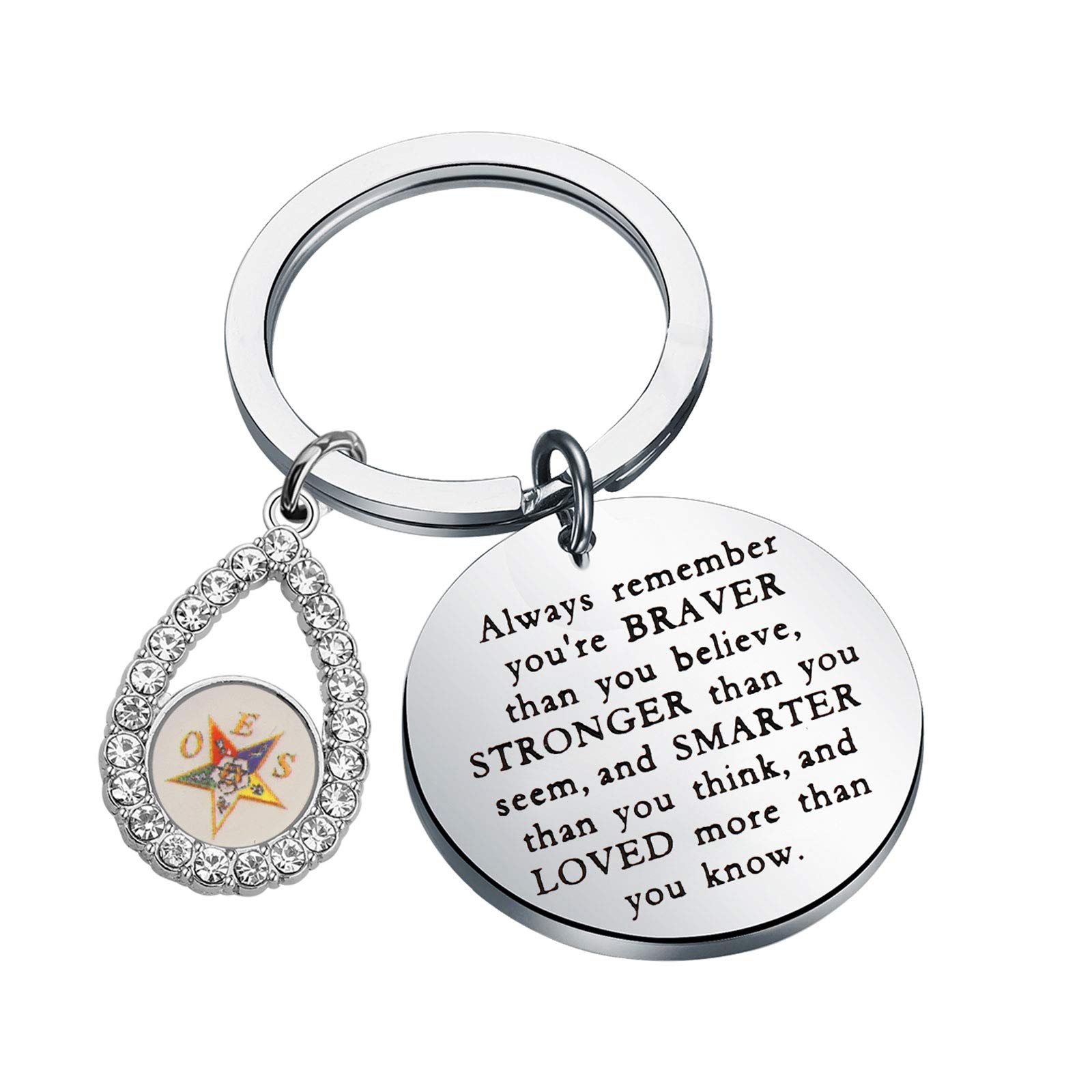 WSNANGThe Eastern Star Inspired Infinity Necklace Sorority Jewelry You are Braver Stronger Smarter Than You Think Keychain