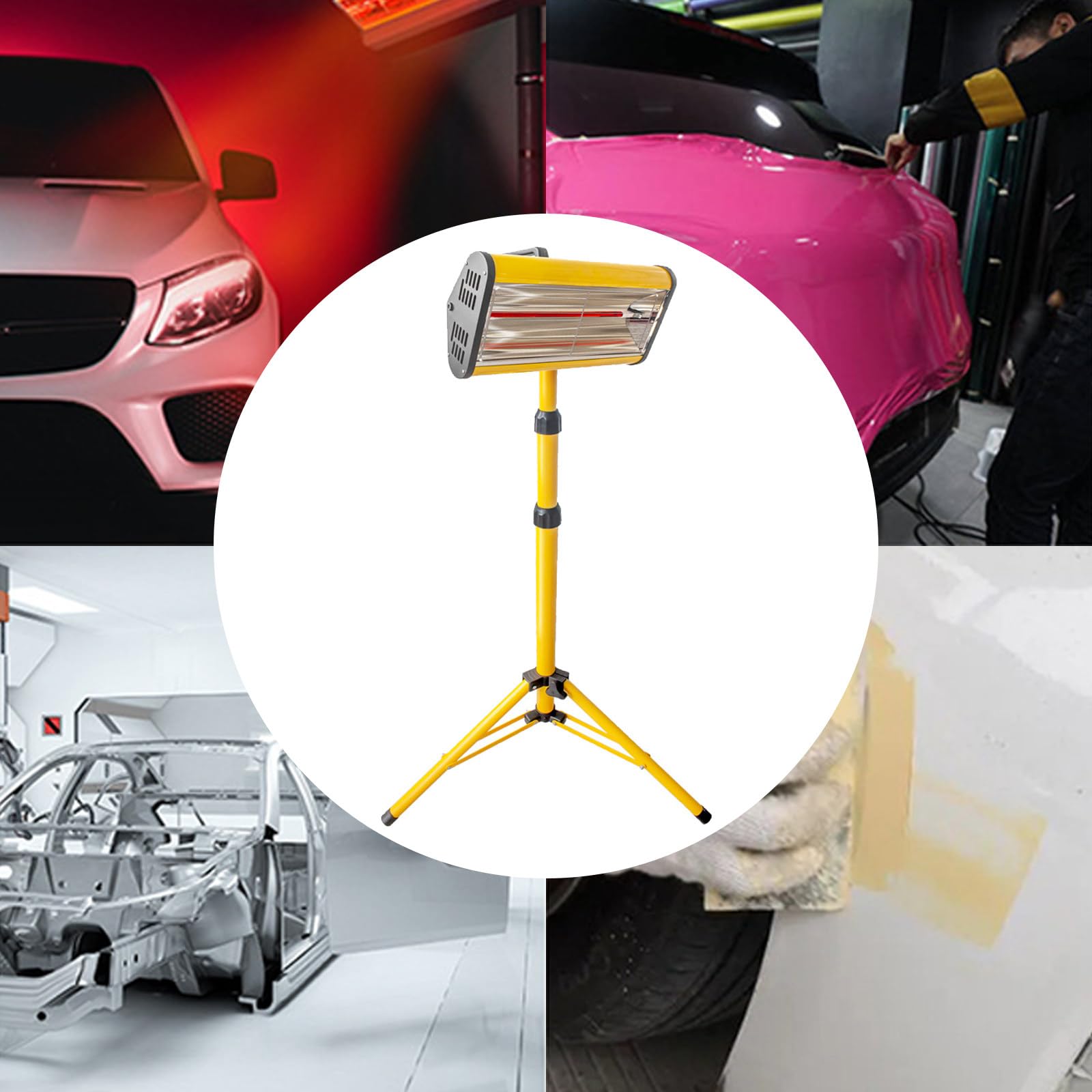 VNATWGOO Handheld Infrared Paint Curing Lamp, with Adjustable Foldable Bracket, Short Wave Infrared Paint Heater Lamp, for Car Body Repair,220V