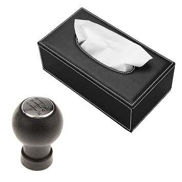 Uniqon Combo Car Interior Decoration Paper Napkin Refillable Rectangular Shape Leather Tissue Dispenser Organizer Box Holder And Rubber 5 Speed Manual Gear Knob For Maruti Suzuki Swift And Swift Dzire