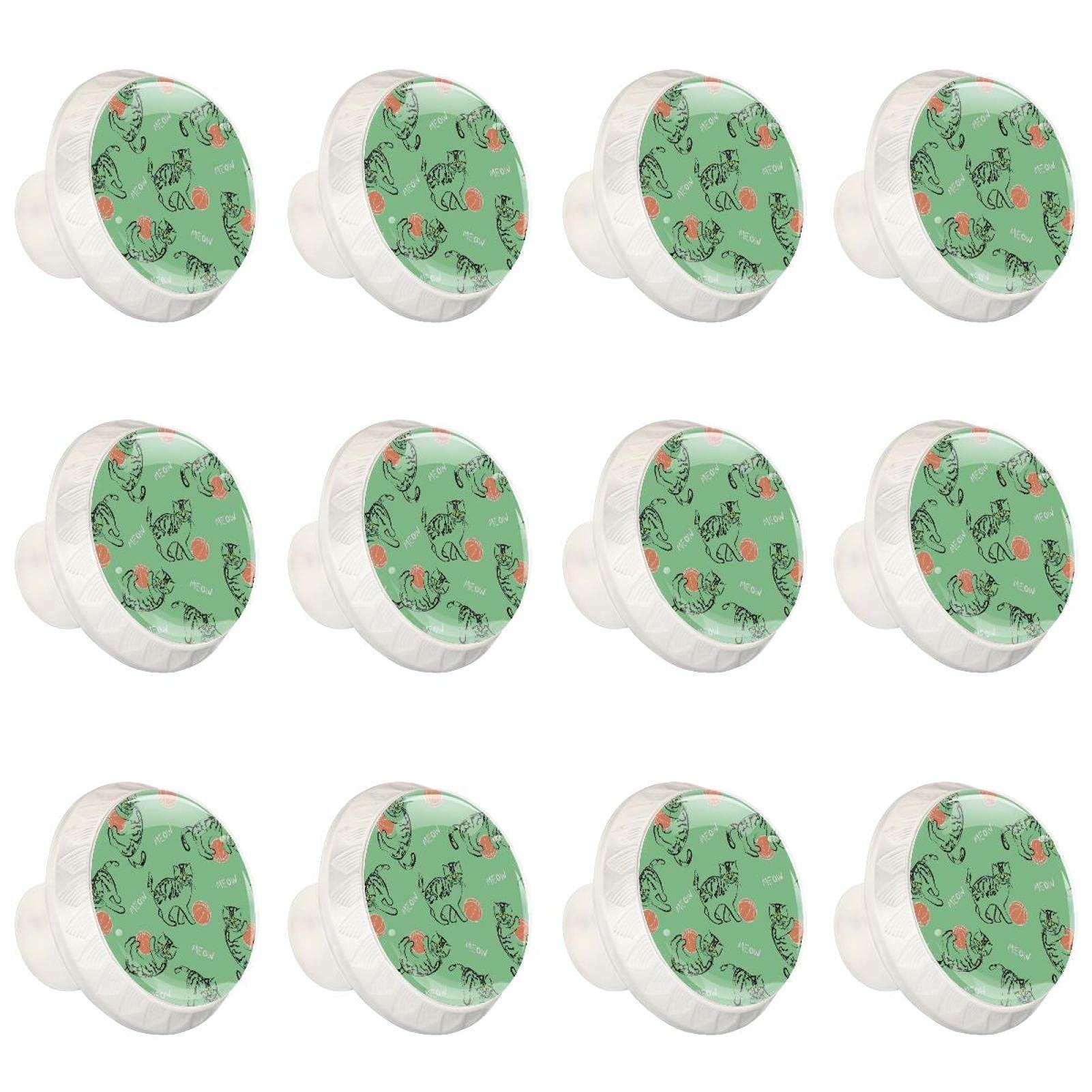 Boutons d'armoires de cuisine chaton vert pour décorer la chambre enfant